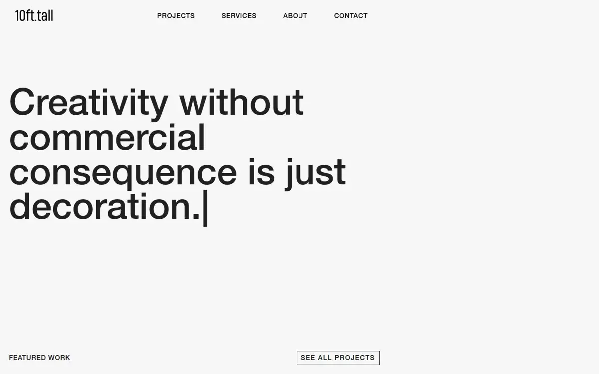 Homepage of 10 feet tall