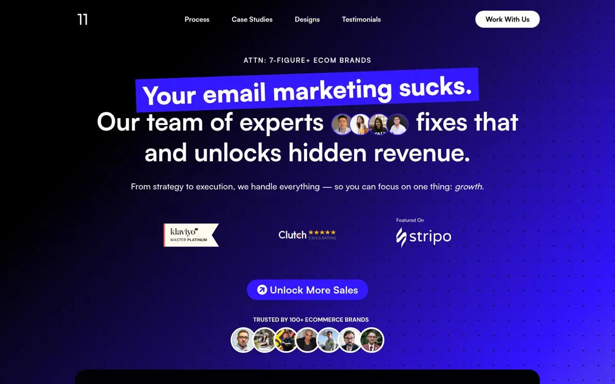 Homepage of 11 Agency