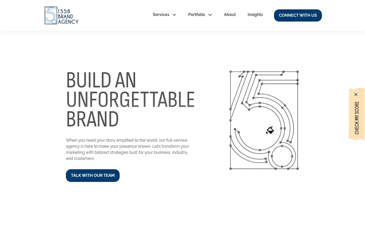 Homepage of 1558 Brand Agency