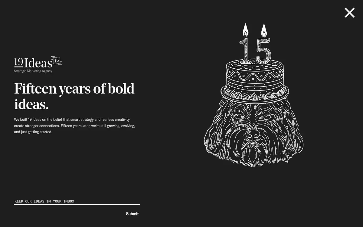 Homepage of 19 IDEAS