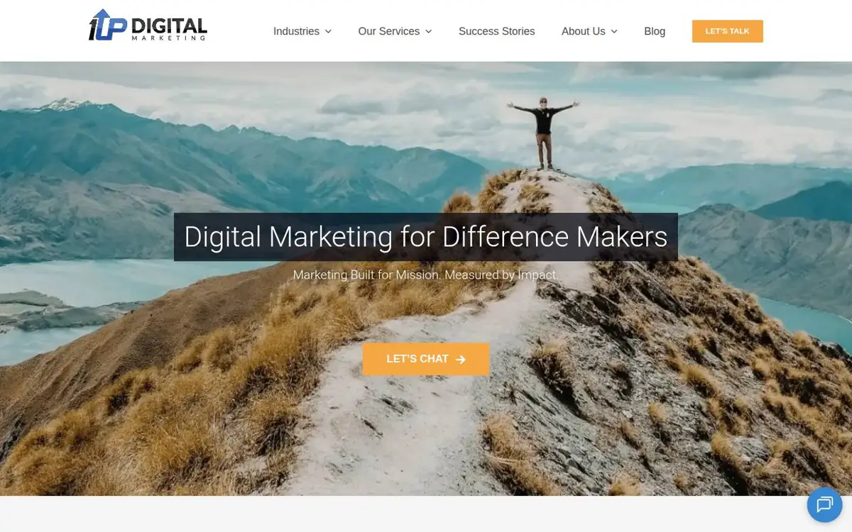 Homepage of 1UP Digital Marketing