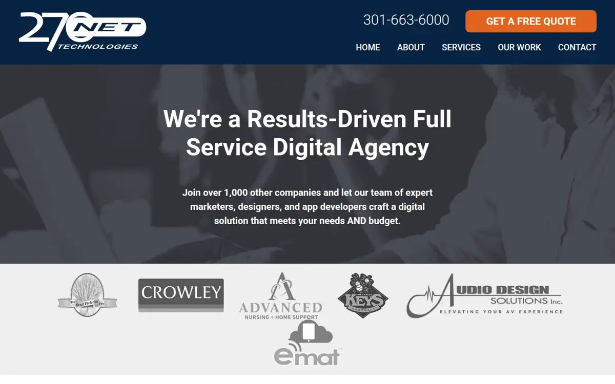 Homepage of 270net Technologies