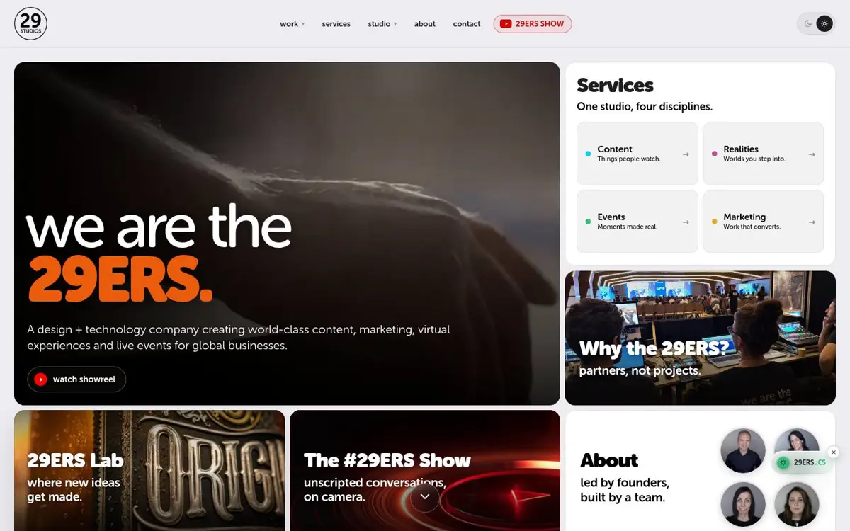 Homepage of 29studios