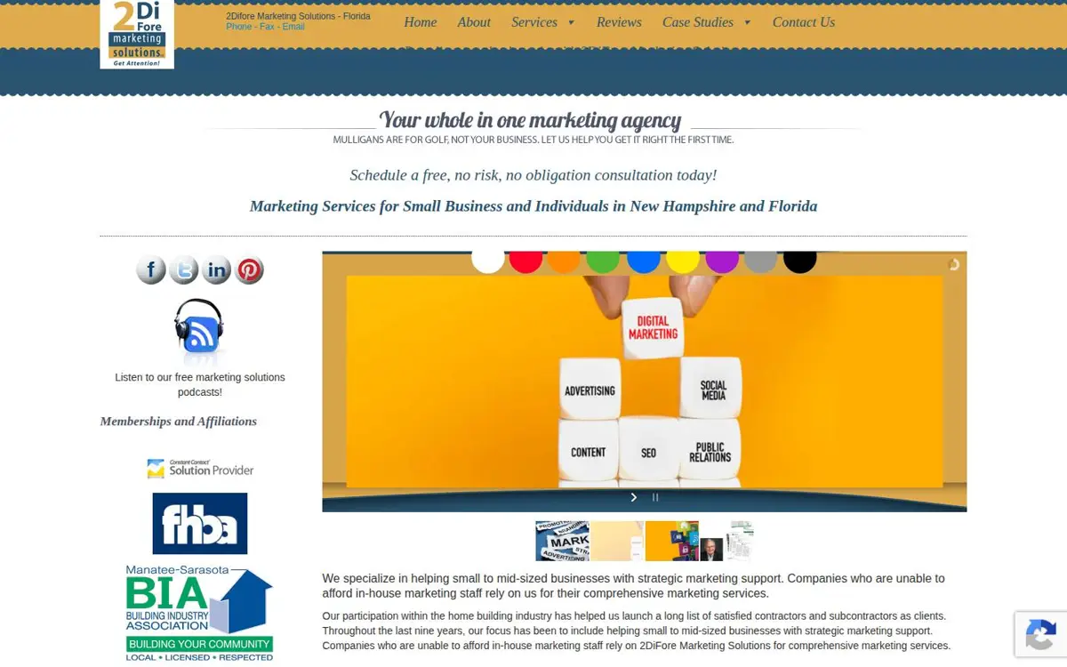 Homepage of 2DIFORE Marketing Solutions