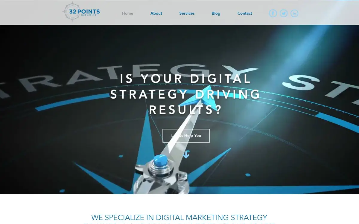 Homepage of 32 Points Marketing