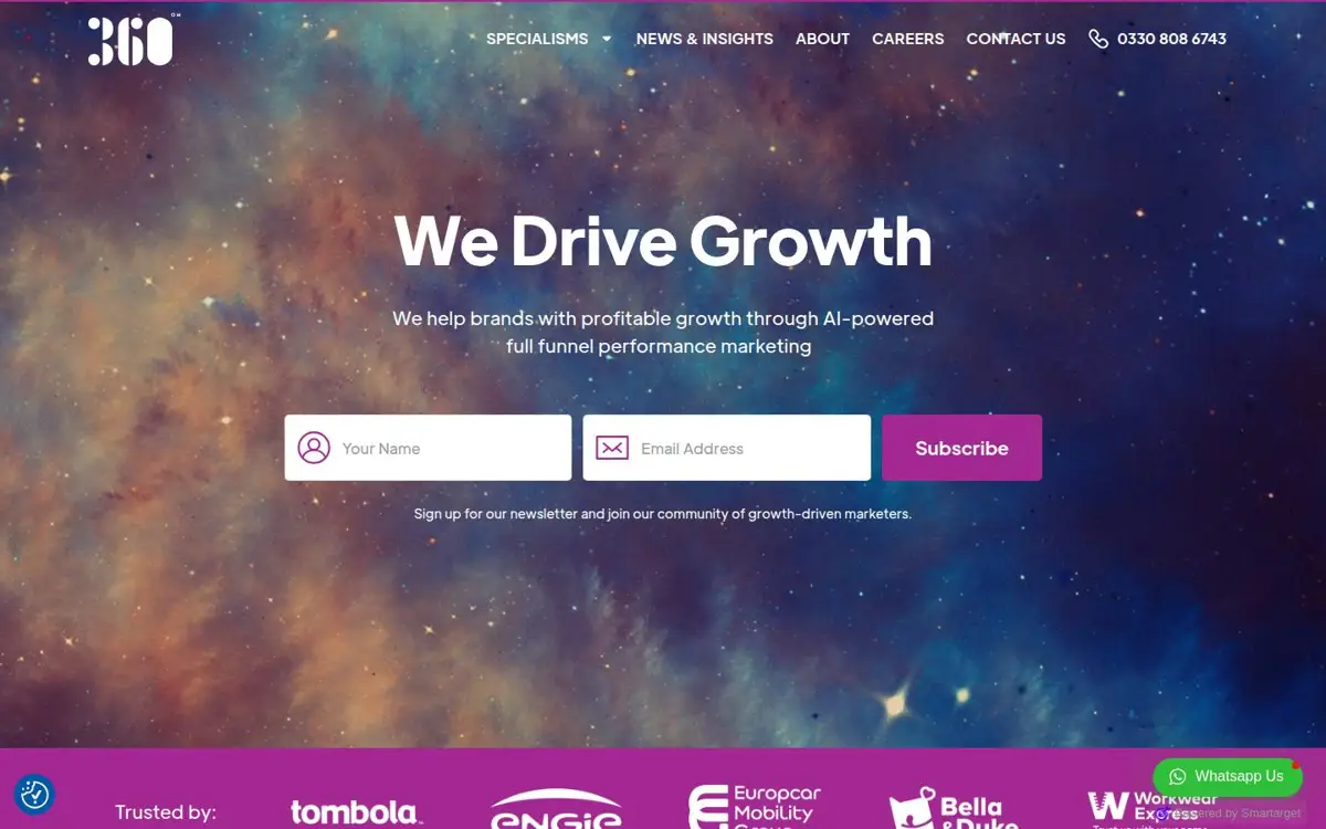 Homepage of 360 OM Limited