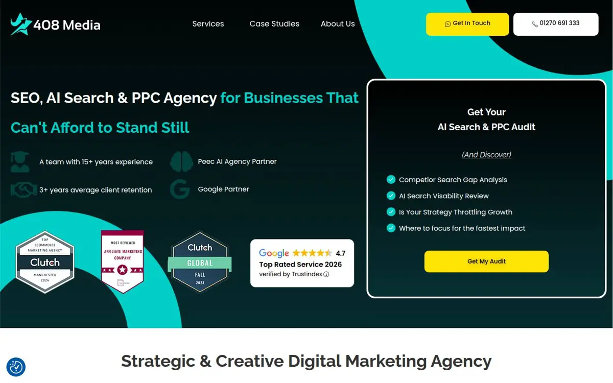 Homepage of 408 Media