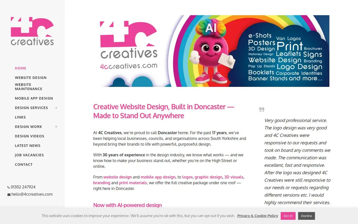 Homepage of 4C Creatives