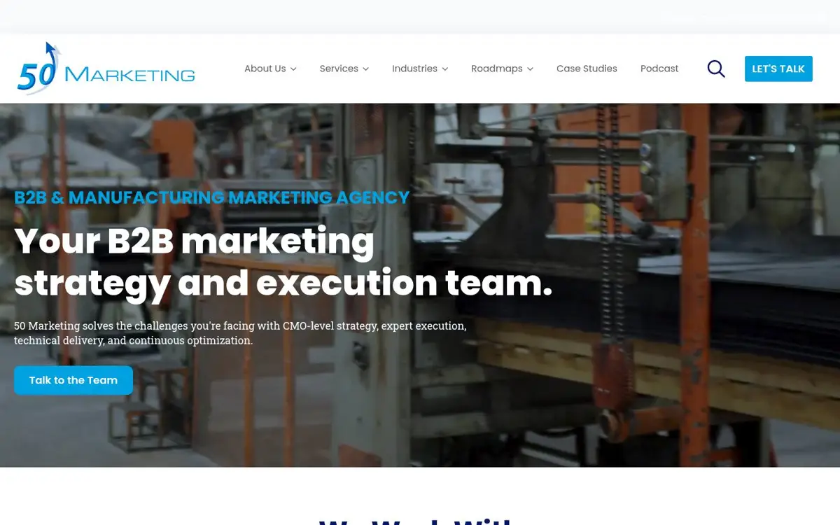 Homepage of 50 Marketing