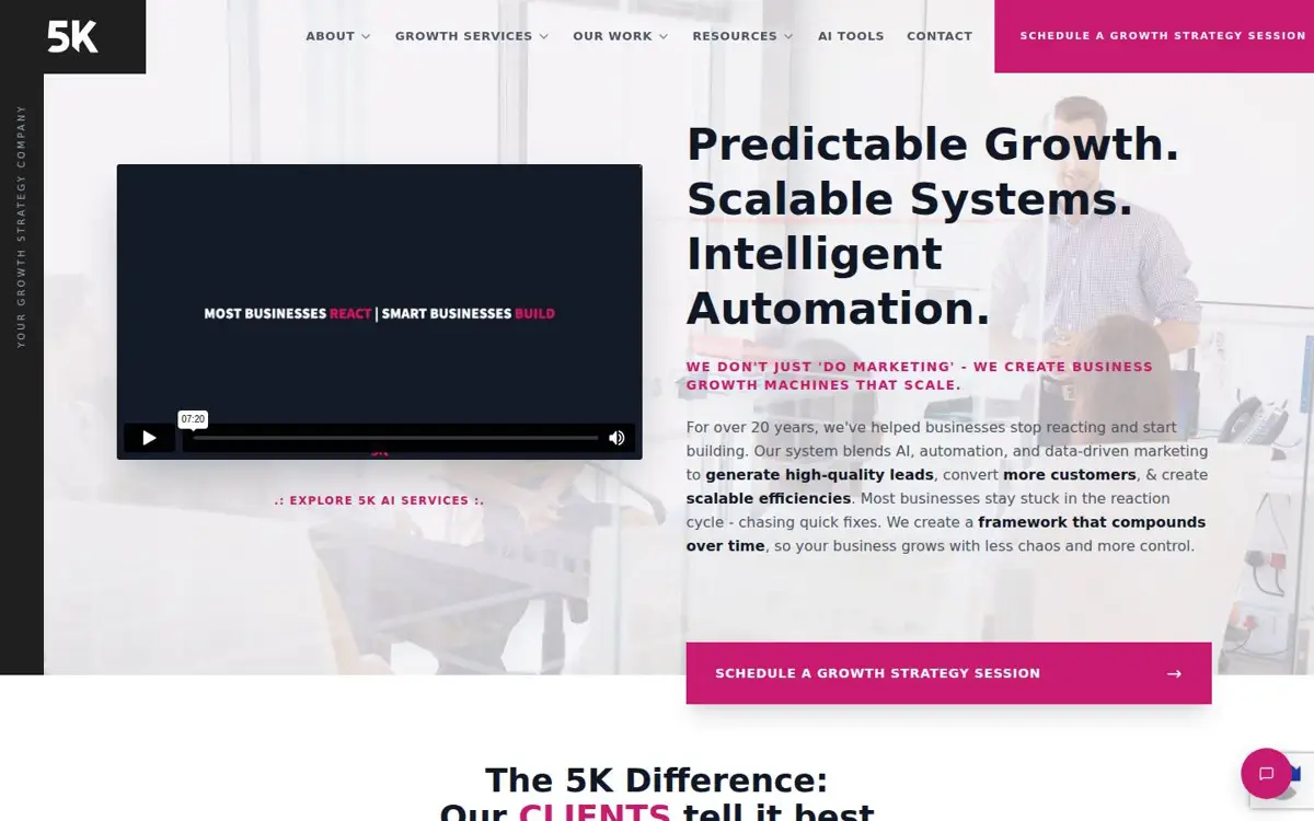 Homepage of 5K