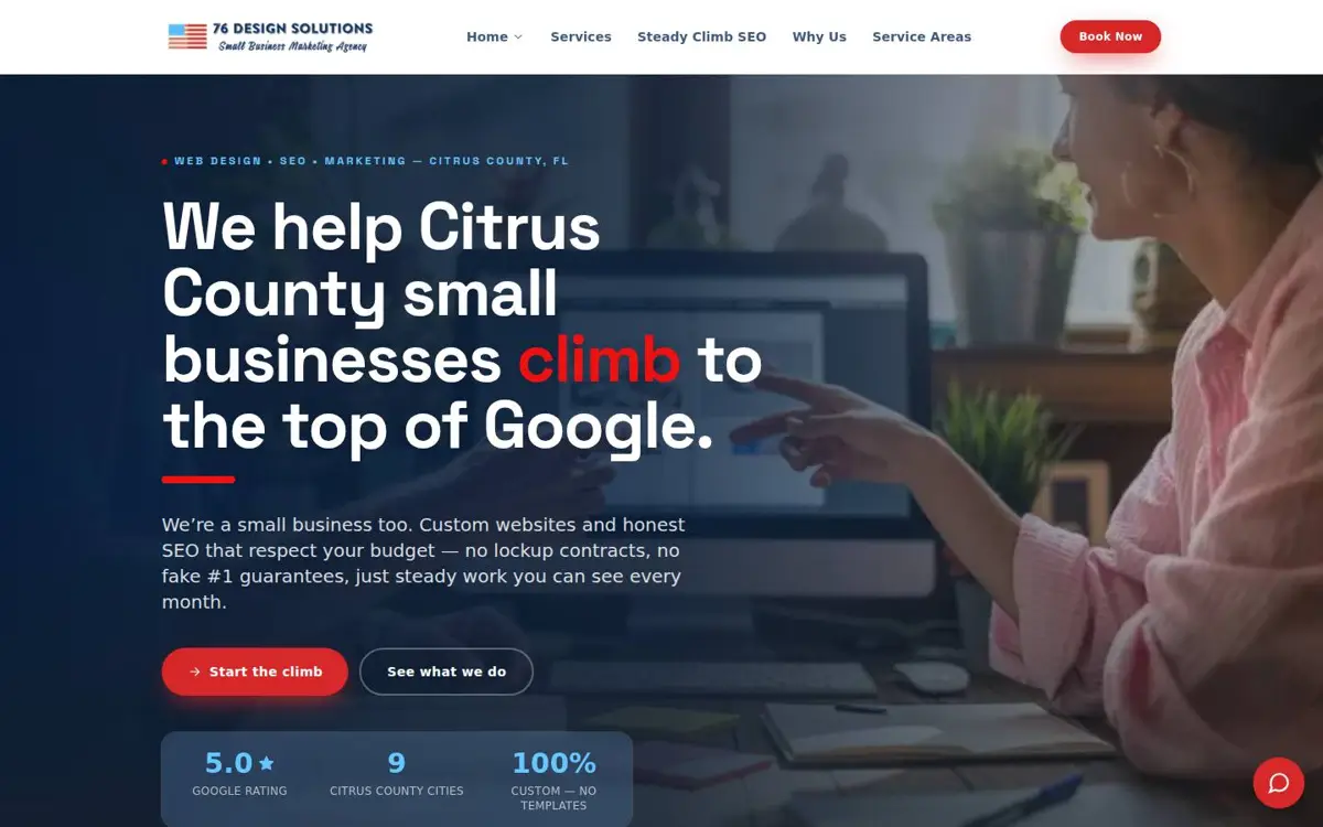 Homepage of 76 Design Solutions