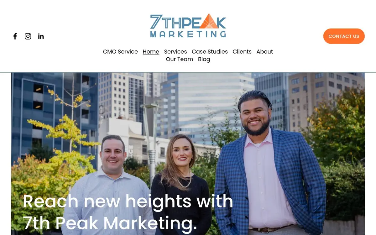 Homepage of 7th Peak Marketing