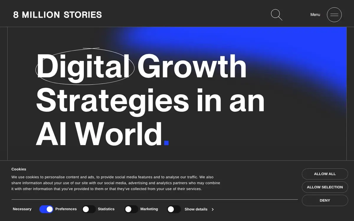 Homepage of 8 Million Stories