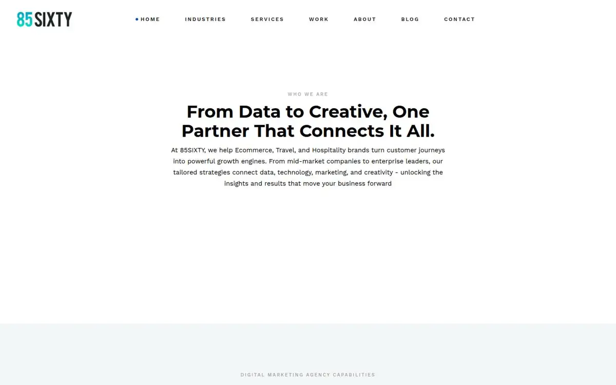 Homepage of 85SIXTY