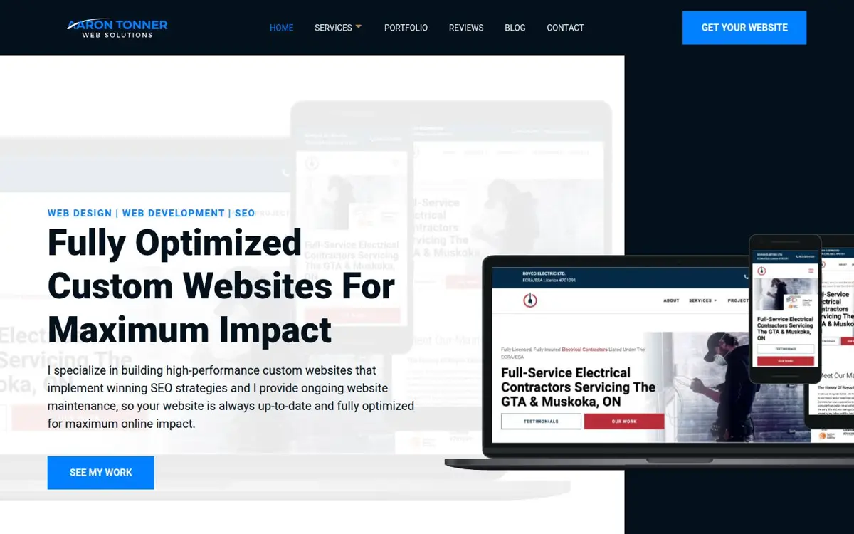 Homepage of Aaron Tonner Web Solutions