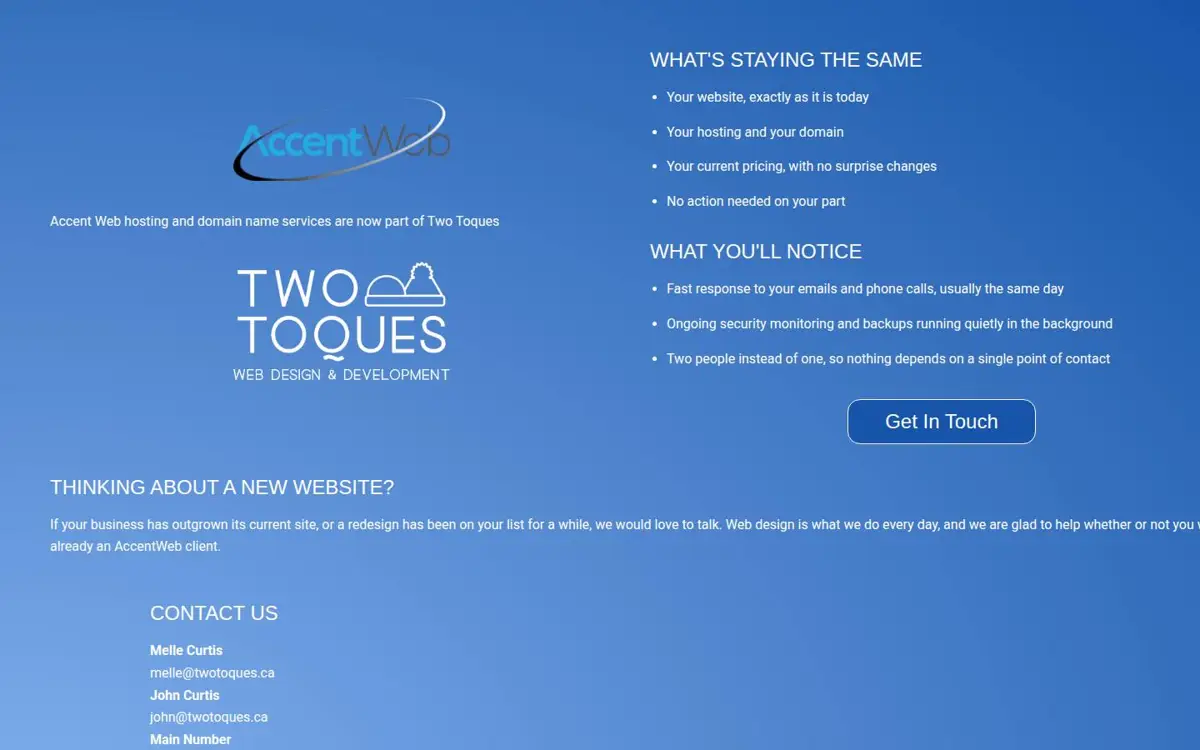 Homepage of AccentWeb