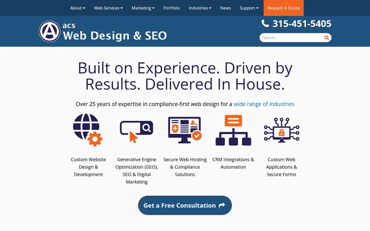 Homepage of ACS Web Design & SEO