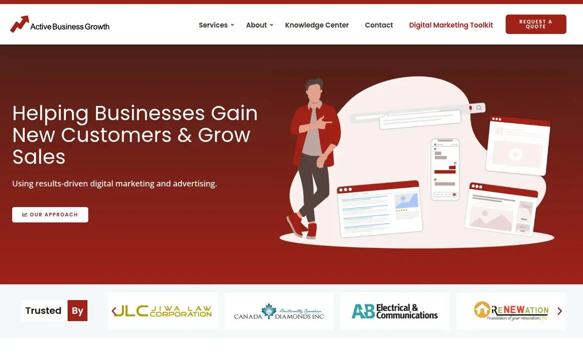 Homepage of Active Business Growth