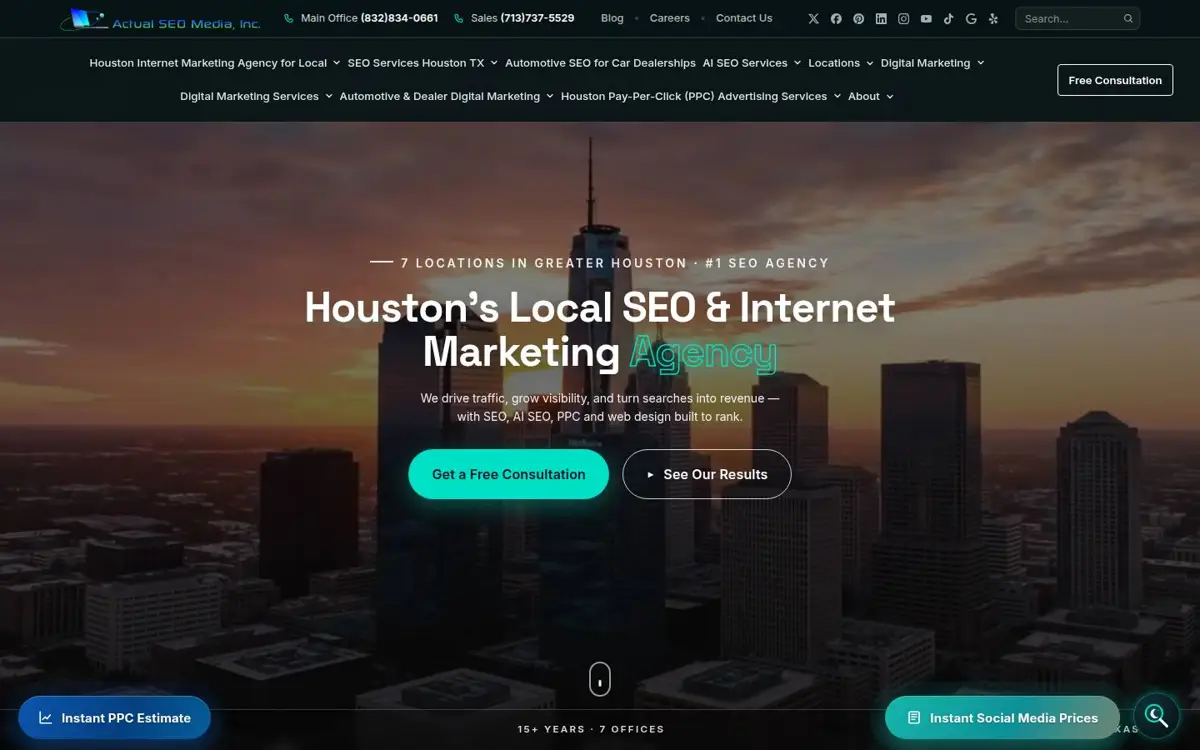Homepage of Actual SEO Media, Inc.