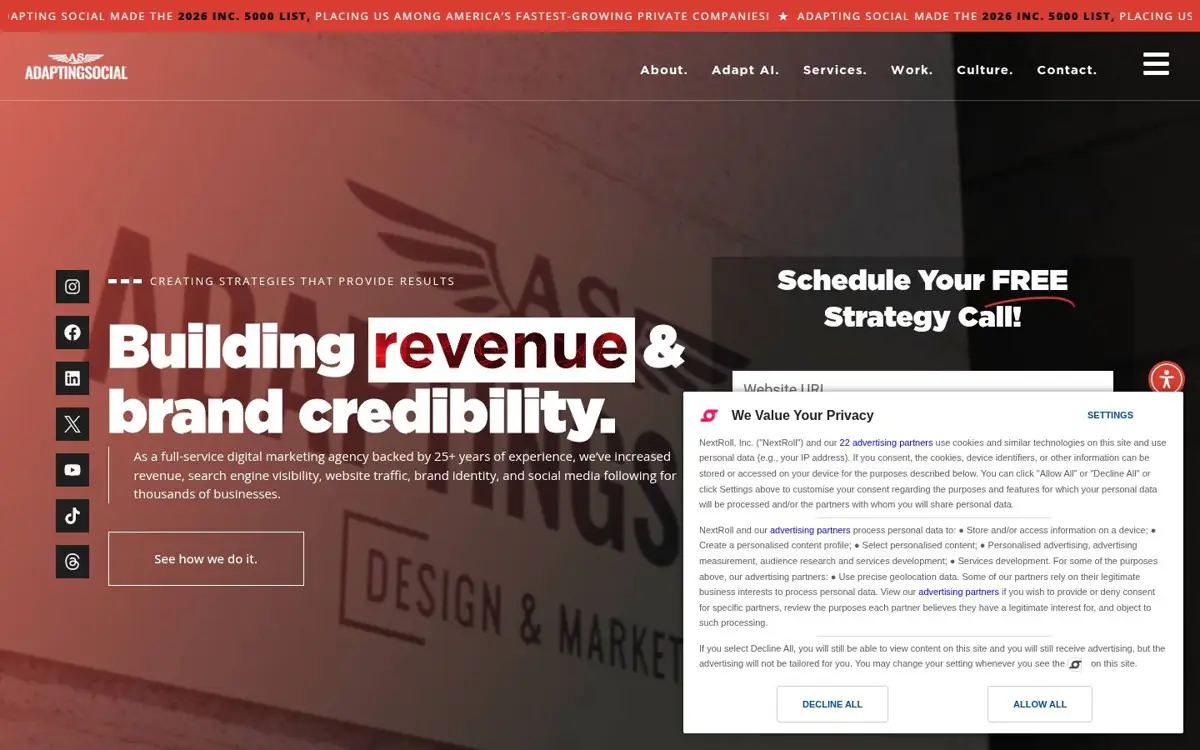 Homepage of Adapting Social