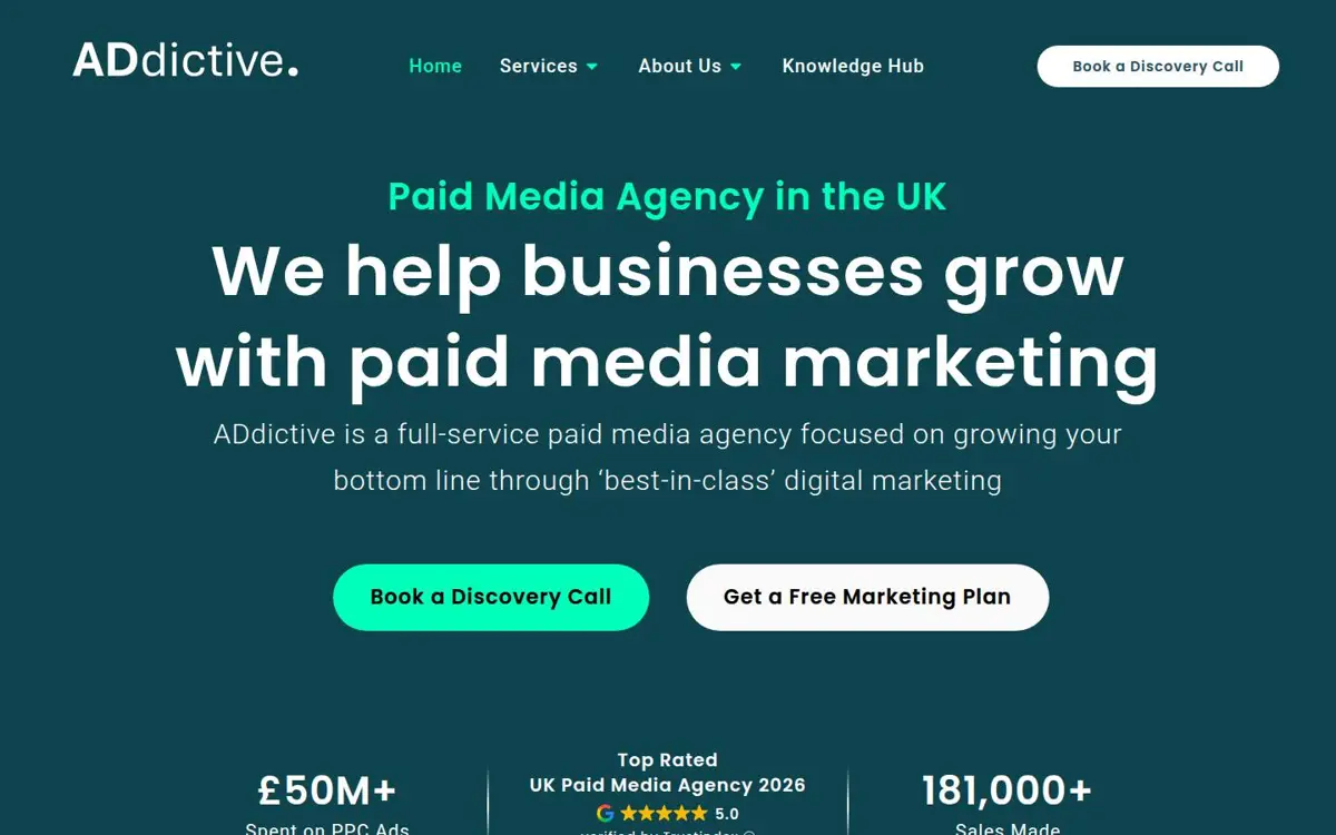 Homepage of ADdictive Digital