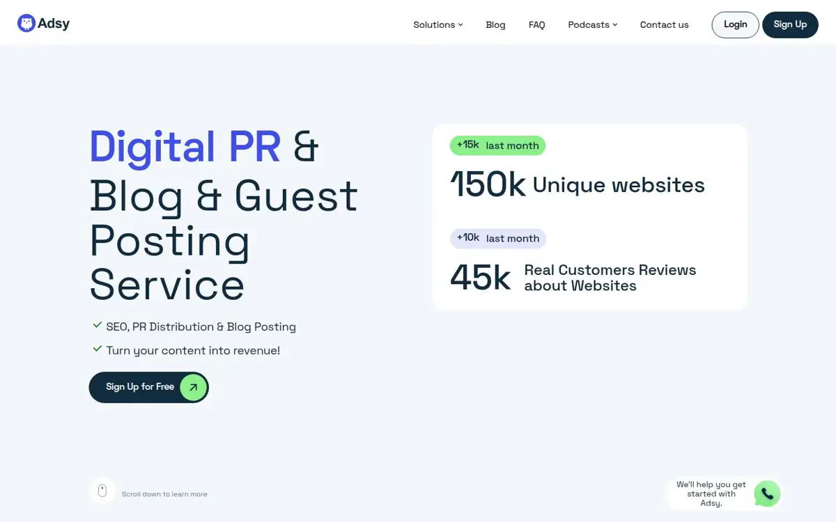 Homepage of Adsy