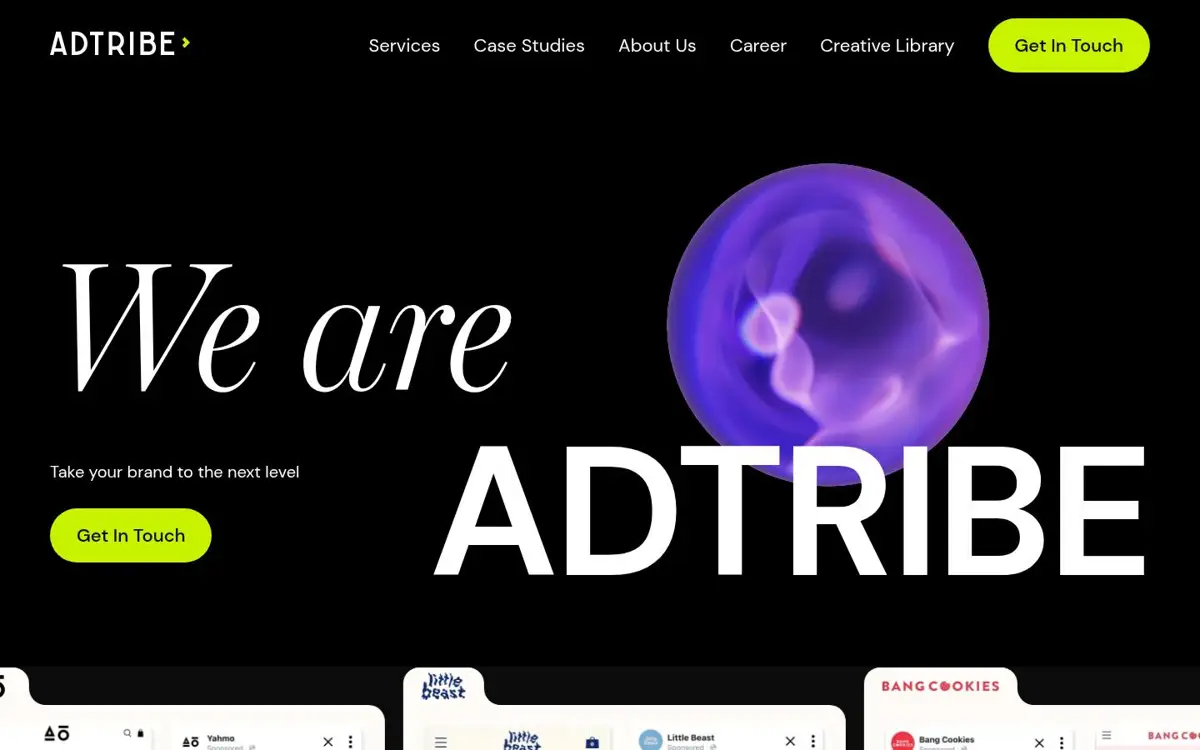 Homepage of AdTribe