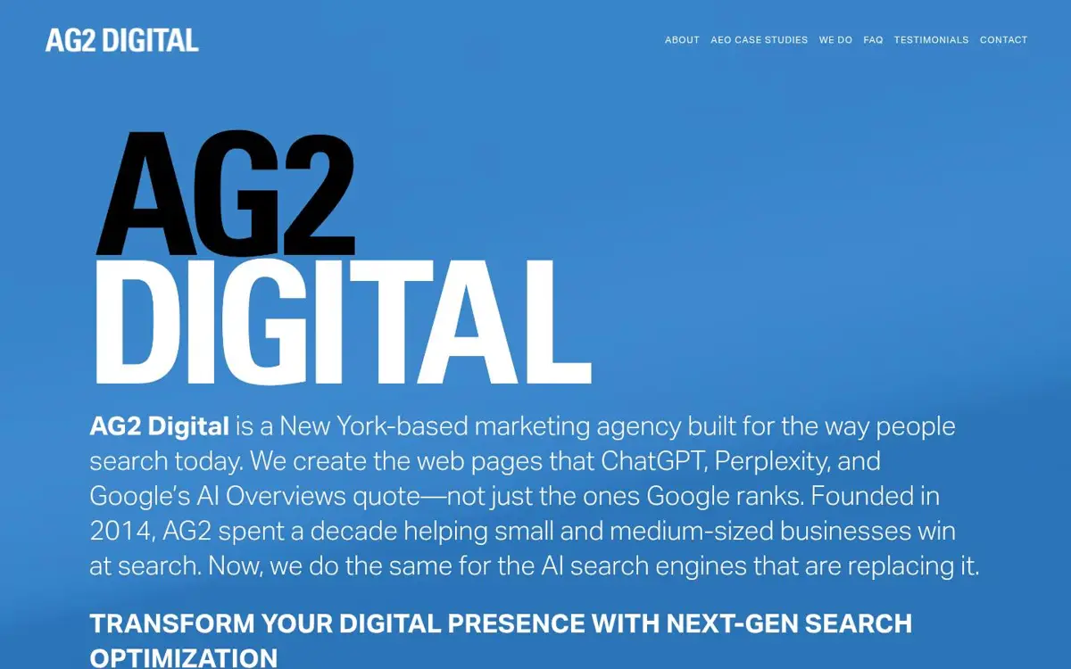 Homepage of AG2 DIGITAL, LLC