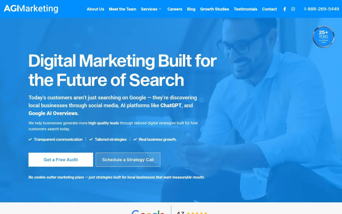 Homepage of AGI Marketing