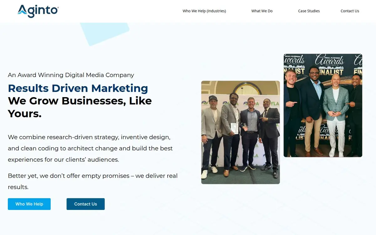 Homepage of Aginto - A Digital Agency
