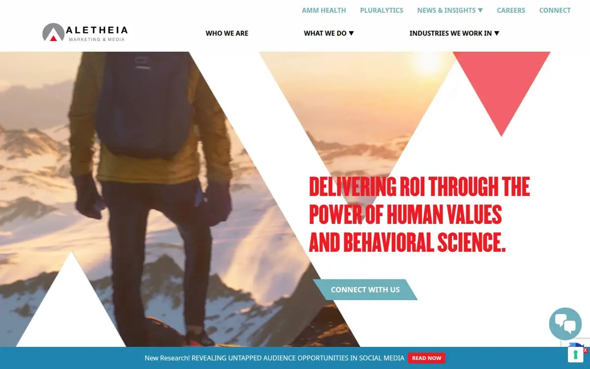 Homepage of Aletheia Marketing & Media LLC
