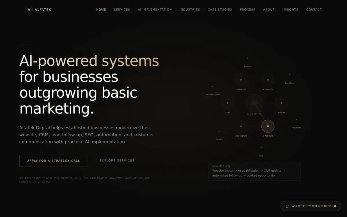 Homepage of Alfatek Digital