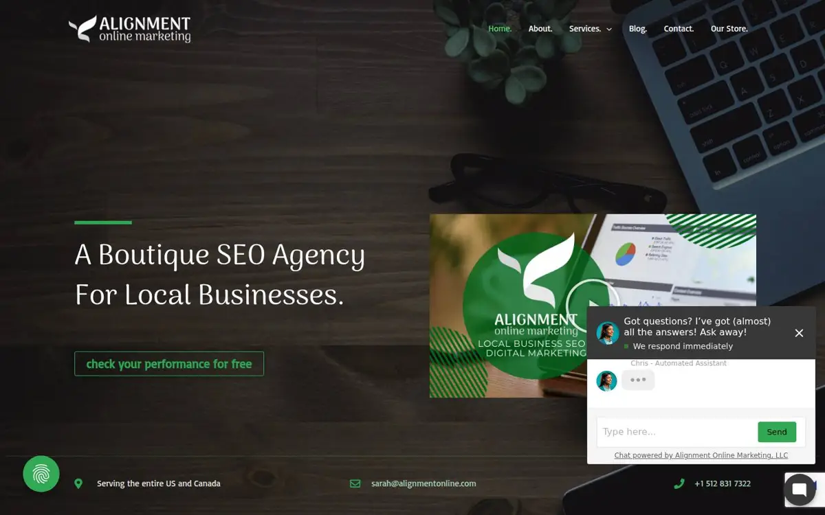 Homepage of Alignment Online Marketing, LLC