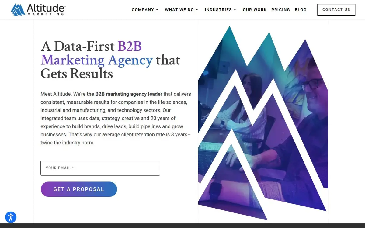 Homepage of Altitude Marketing
