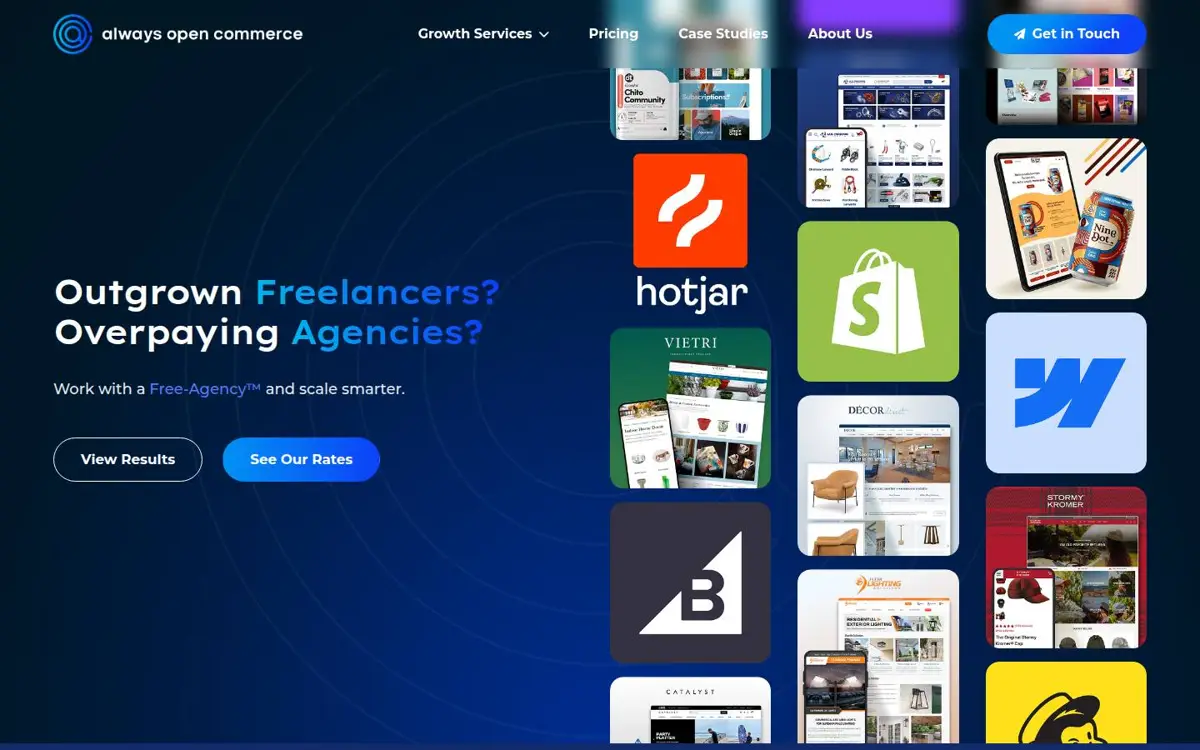 Homepage of Always Open Commerce