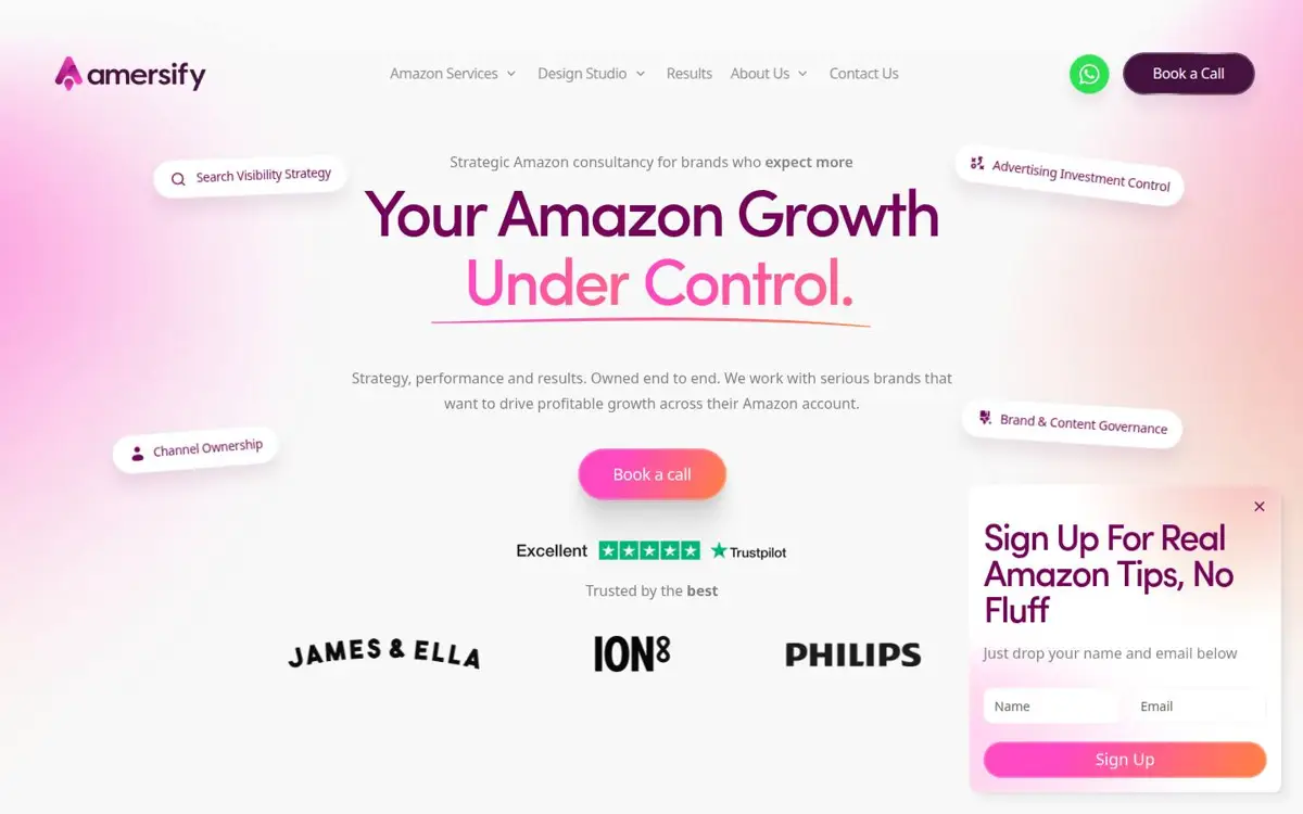 Homepage of Amersify Digital Marketing