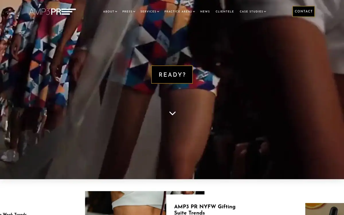 Homepage of AMP3 Public Relations
