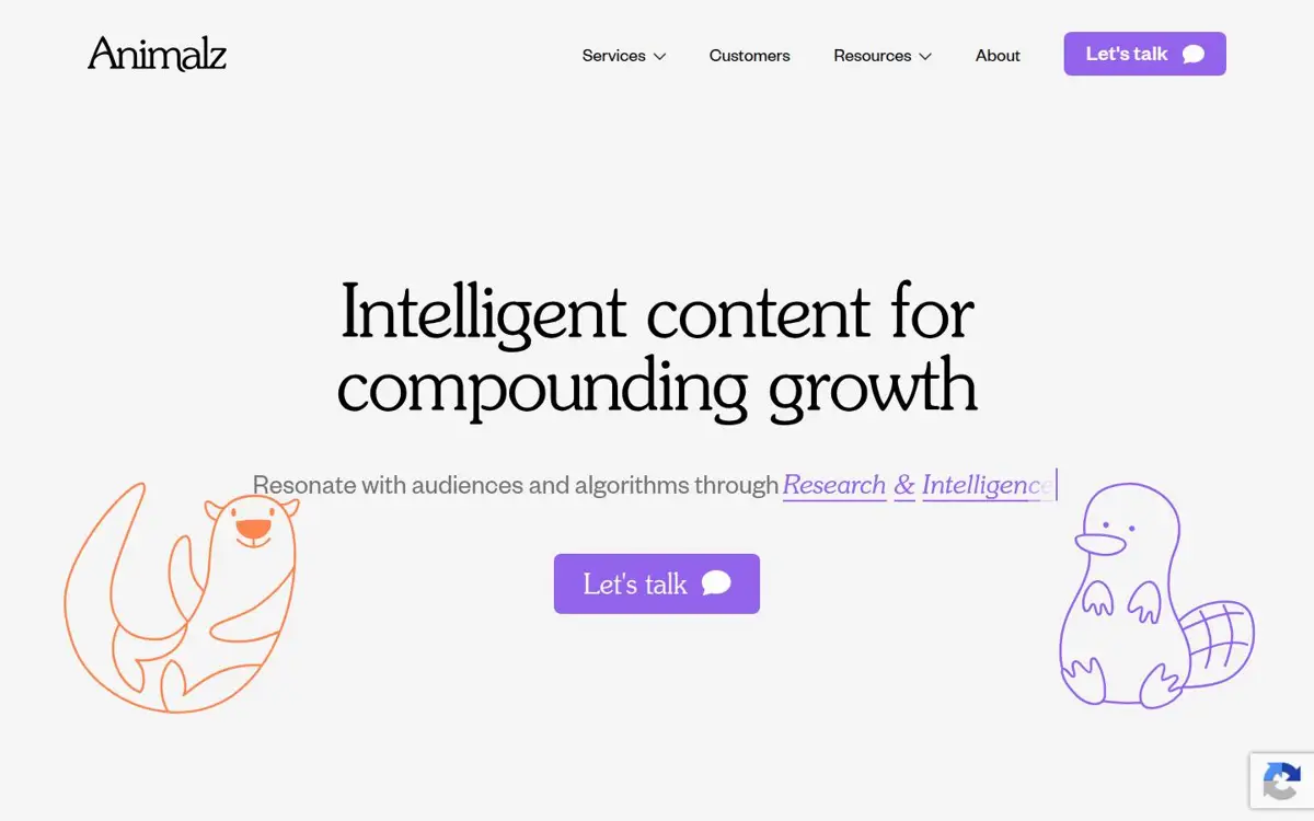 Homepage of Animalz