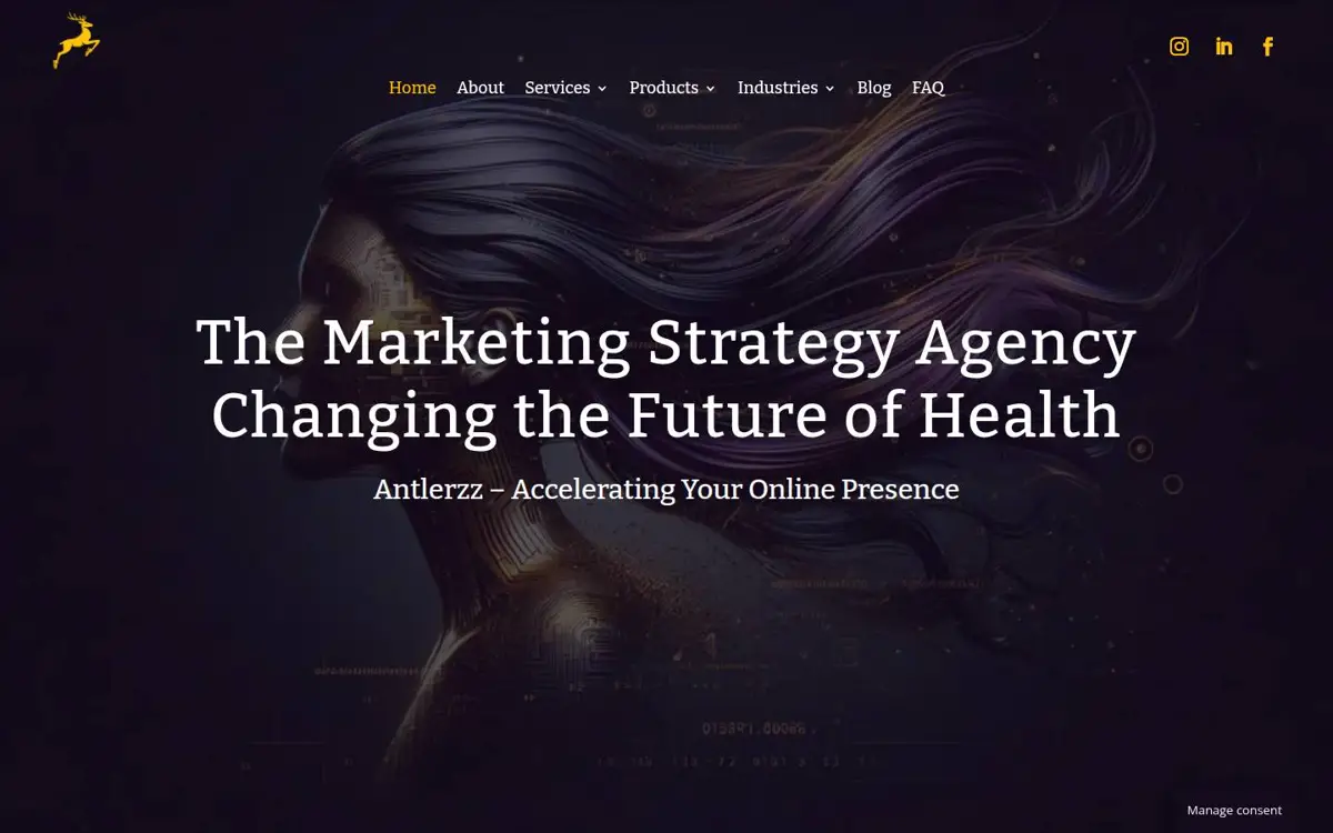 Homepage of Antlerzz Digital Marketing Agency