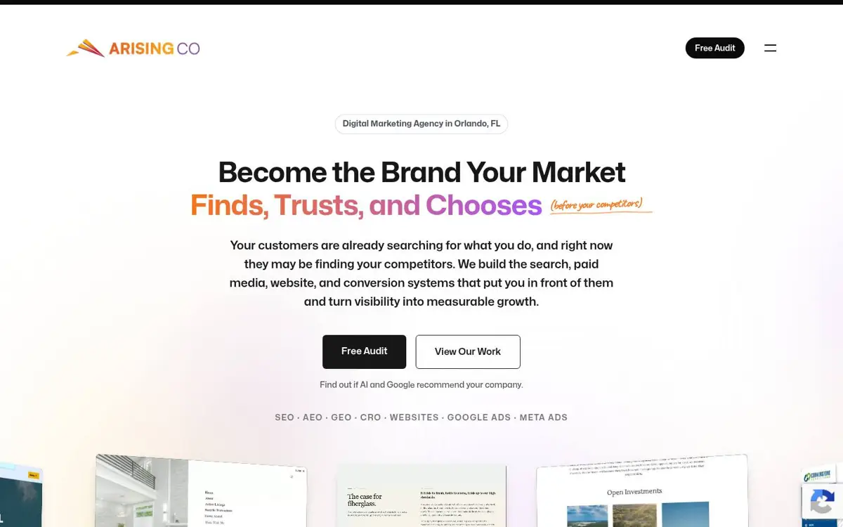 Homepage of Arising Co