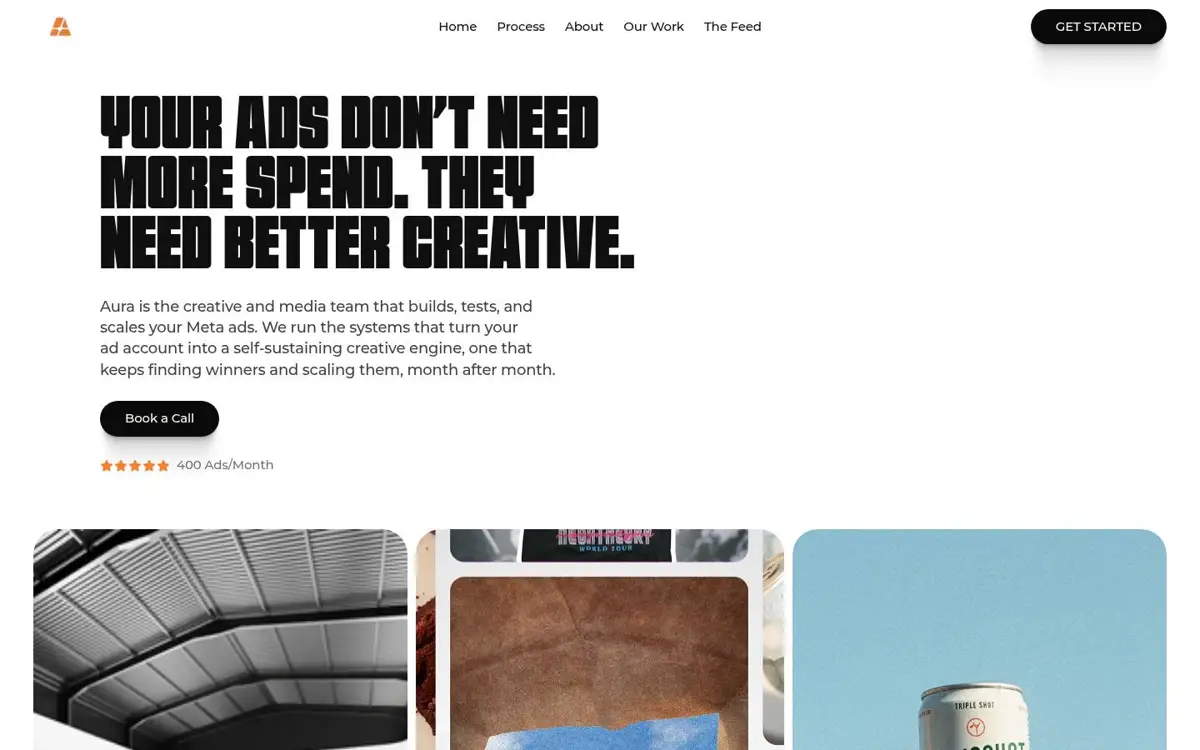 Homepage of Aura Agency