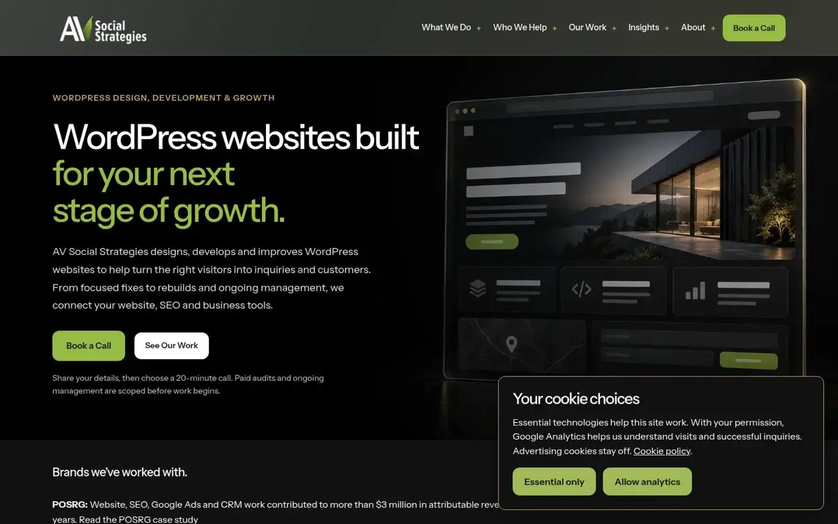 Homepage of AV Social Strategies