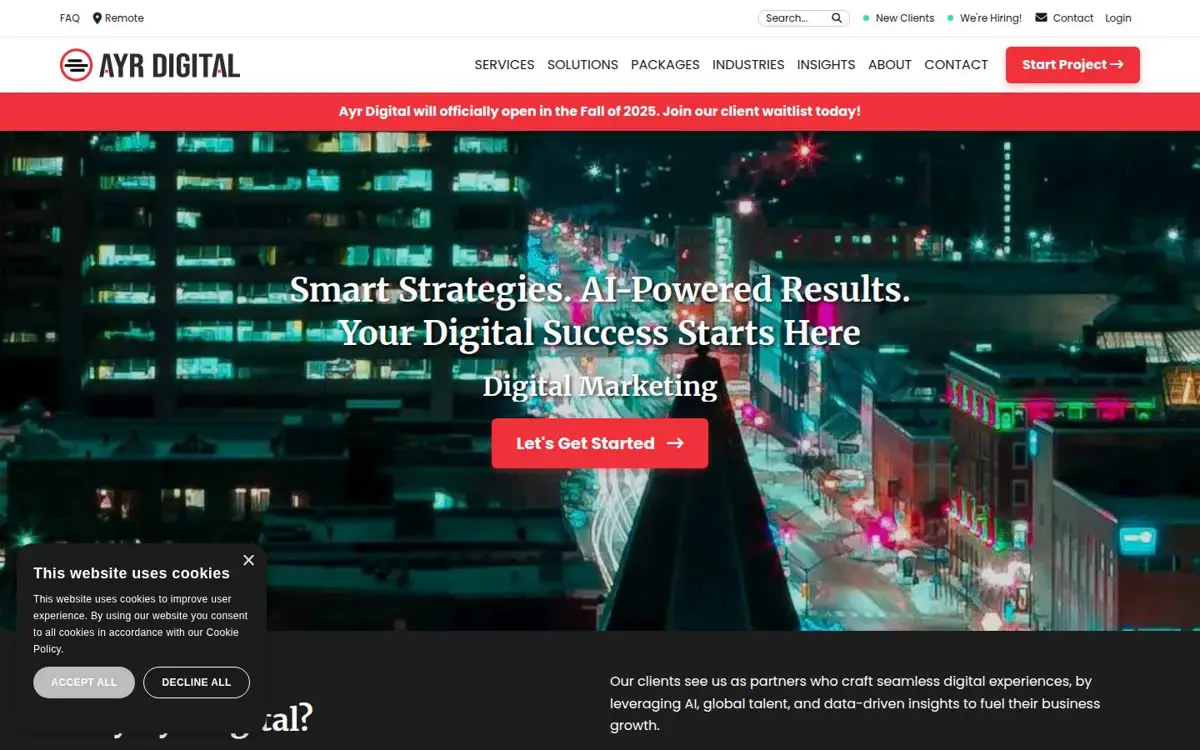 Homepage of Ayr Digital