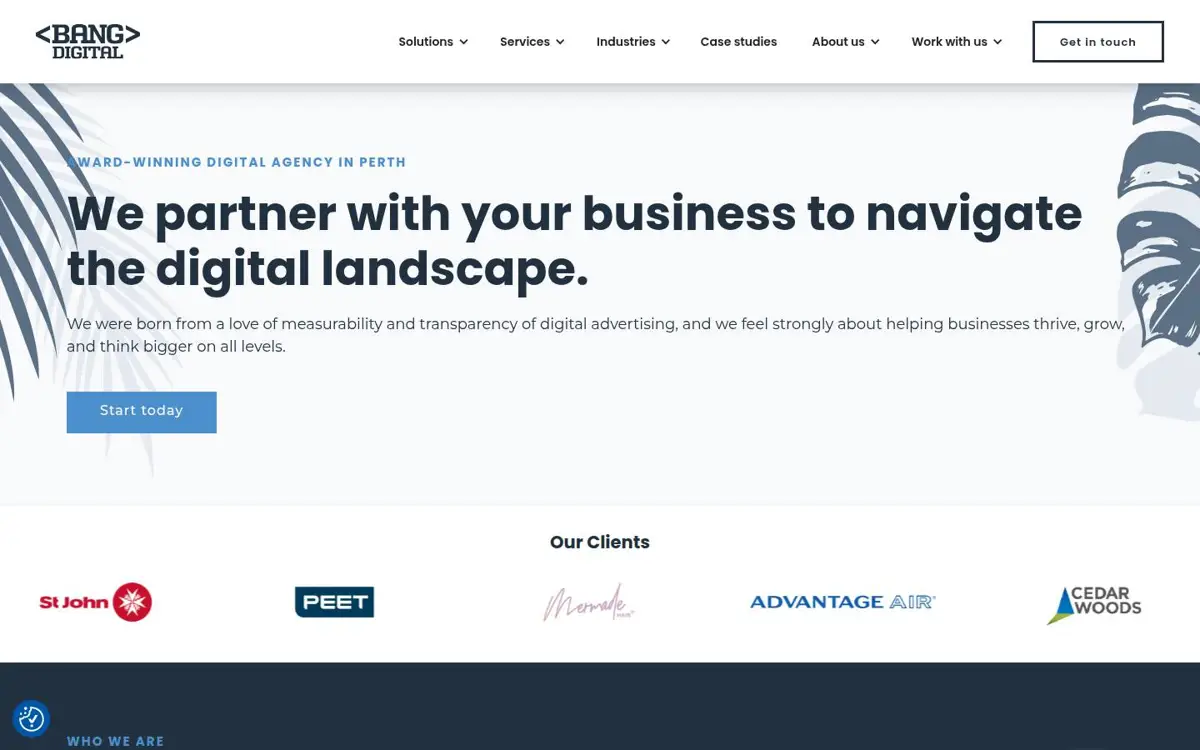 Homepage of Bang Digital