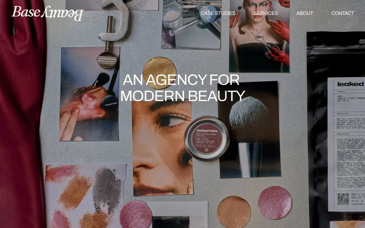 Homepage of Base Beauty Creative Agency