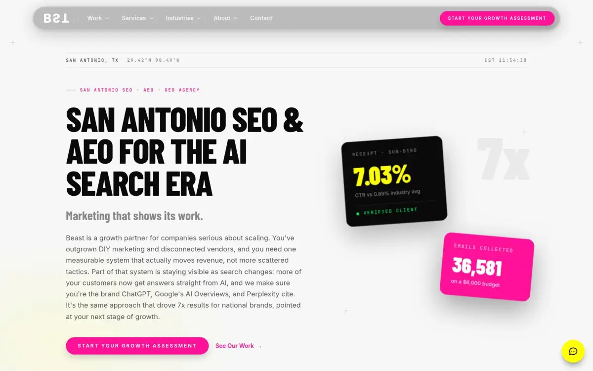 Homepage of Beast Creative Agency