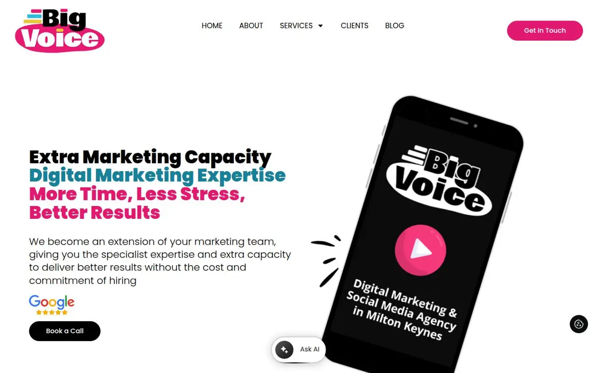 Homepage of Big Voice Ltd