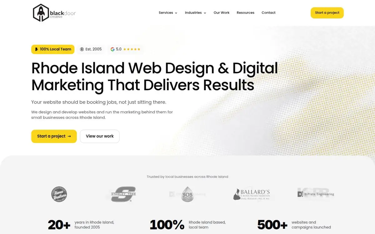 Homepage of Black Door Creative
