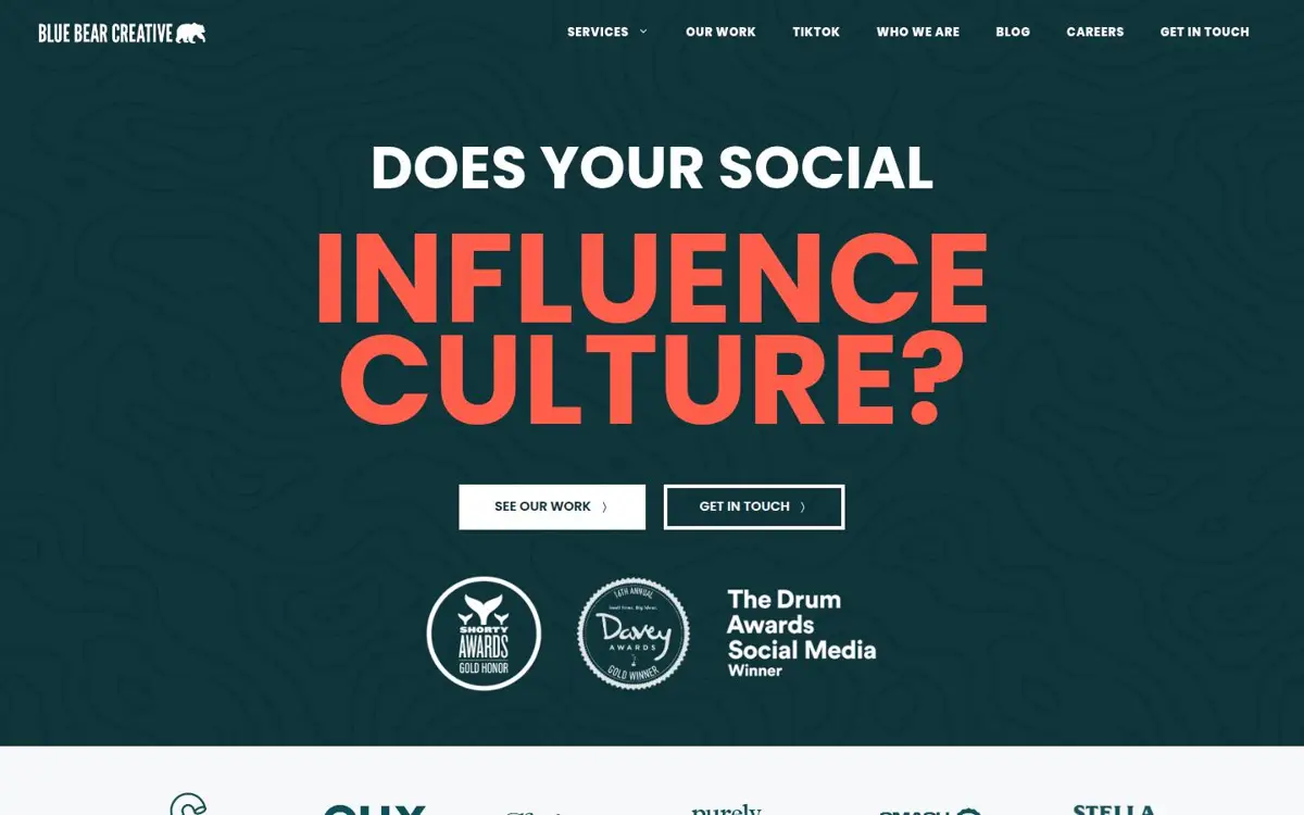 Homepage of Blue Bear Creative