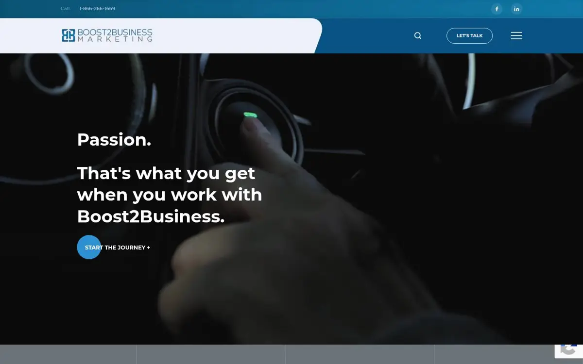 Homepage of Boost2Business Marketing